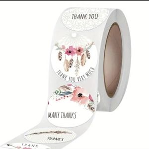 Boho floral thank you stickers